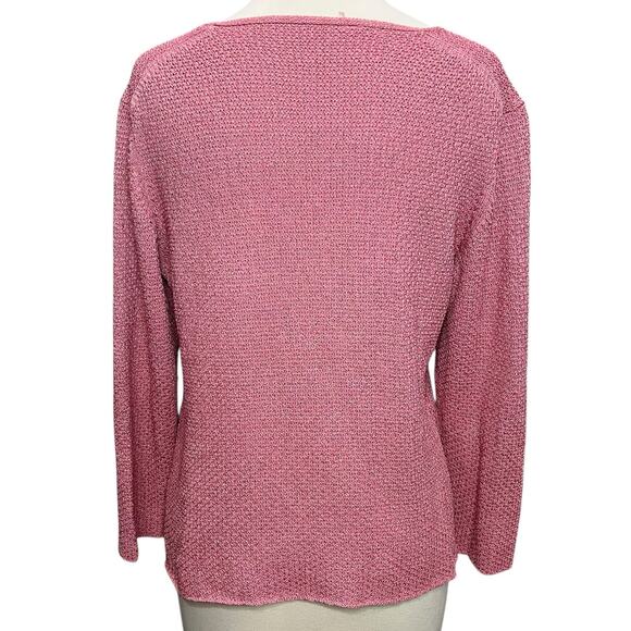Eileen Fisher Sweater Top Womens S Pink Fine Gauge Crochet Italian Yarn Coastal - Picture 4 of 14
